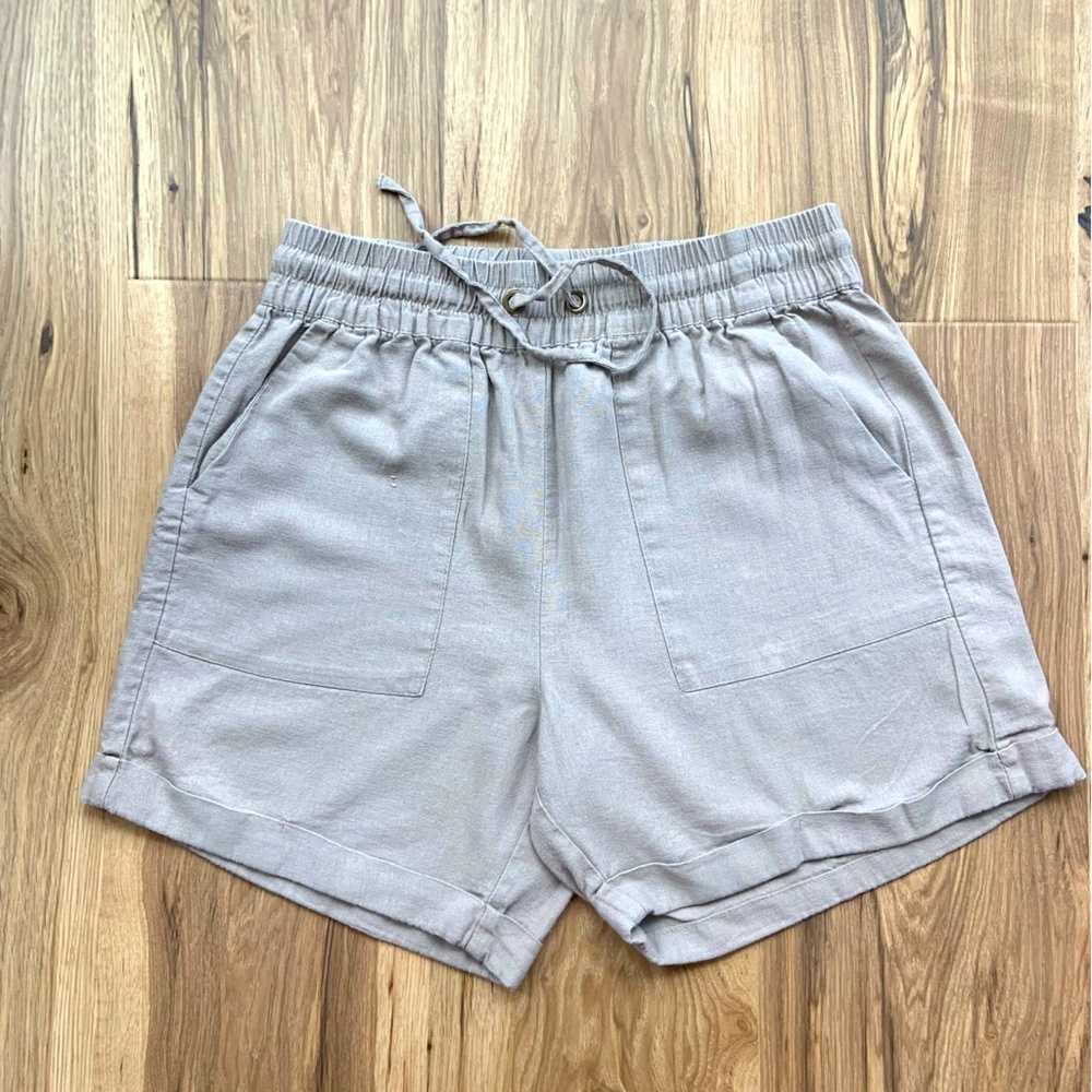 Zenana‎ Outfitters XL Linen Blend Elastic Waist Tan Shorts